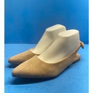MUSSHOE Slingback Flats, Womens Pointed Toe Comfort Shoe Beige size 9